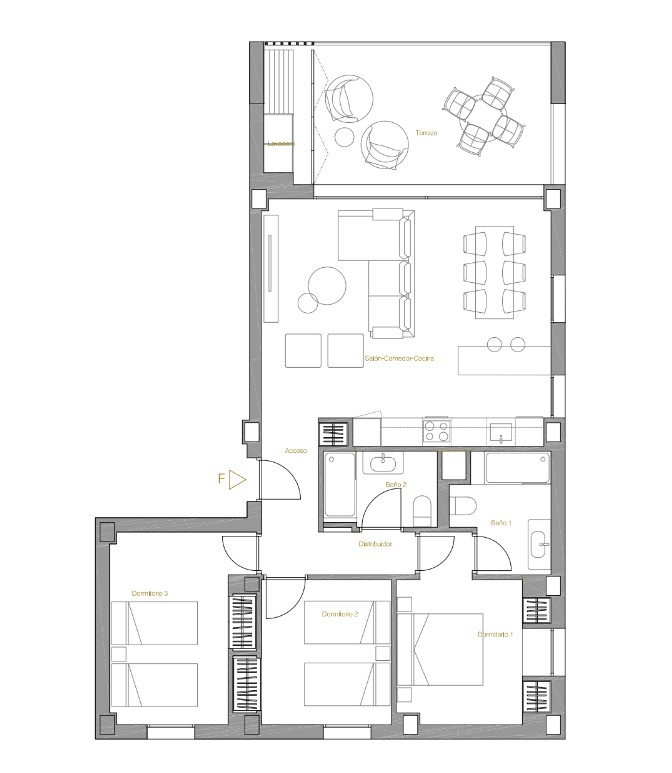 Nieuwbouw appartement met 3 slaapkamers op de 2e verdieping in Denia